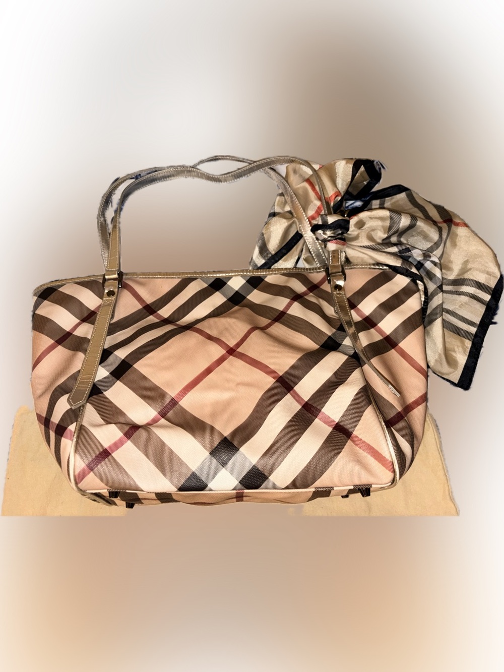 Burberry Shoulder Bag with Scarf Accent - Picture 2 of 15